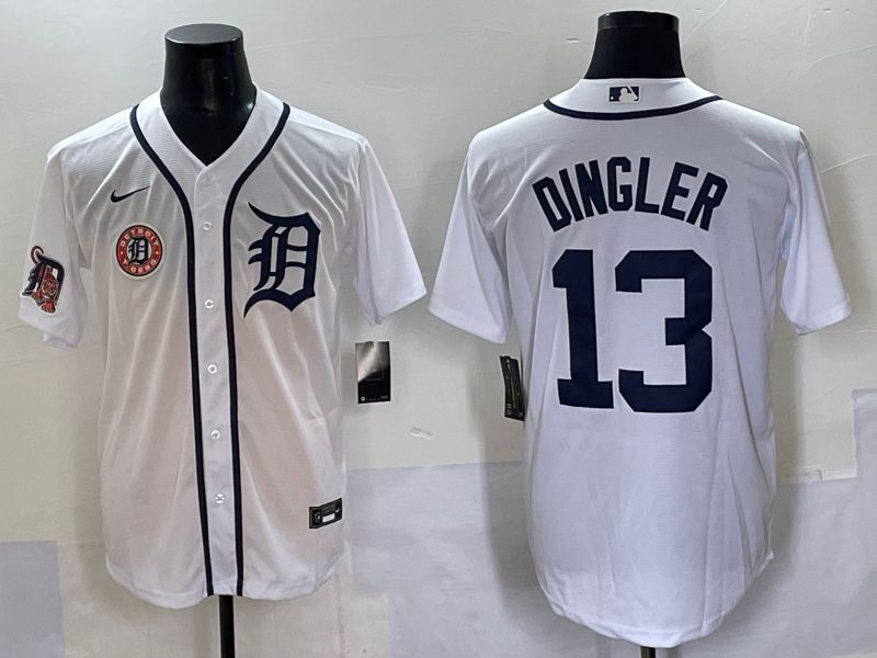 Men 2025 Detroit Tigers 13 Dingler White Game Nike MLB Jersey style 10